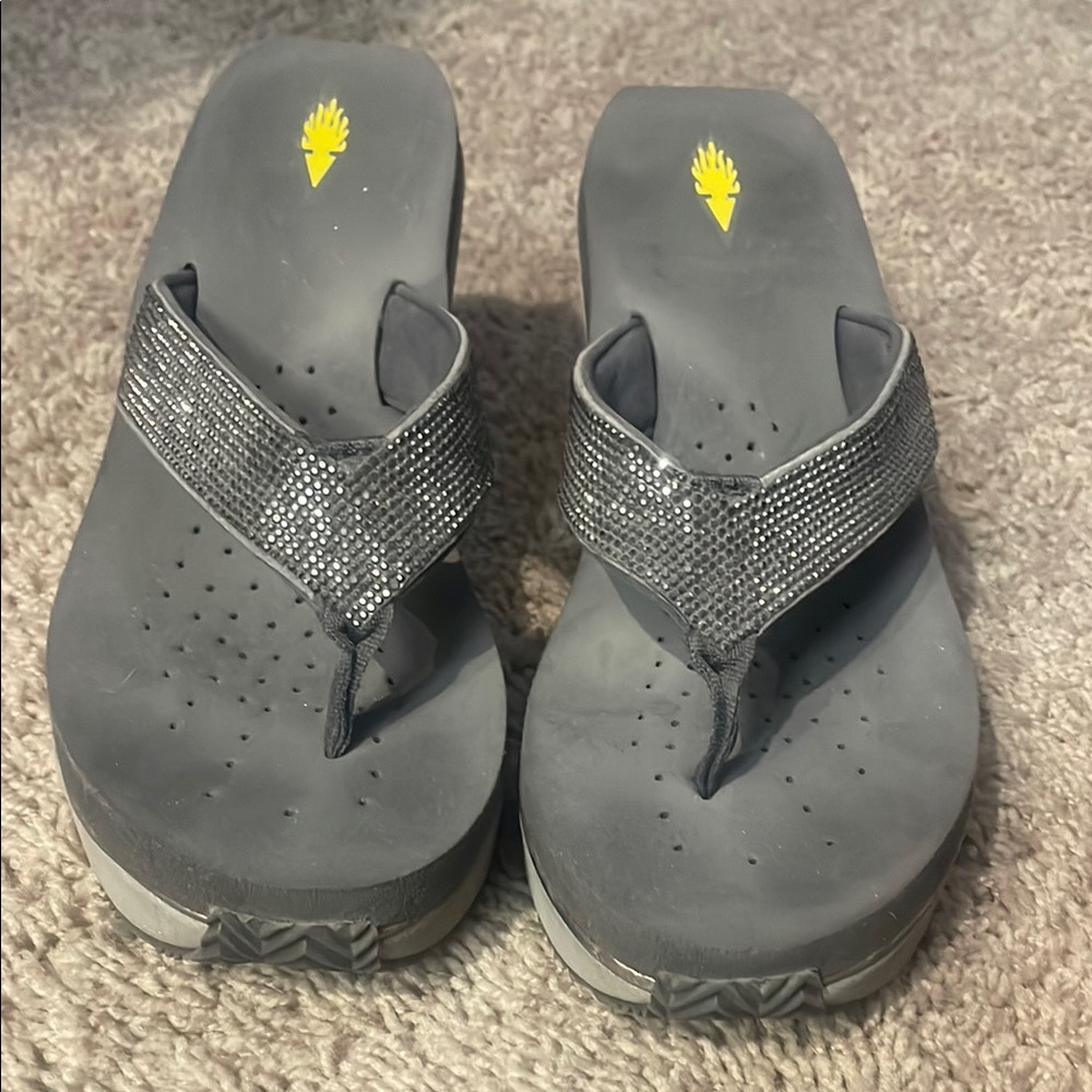 Volatile Black Rhinestone Sandals